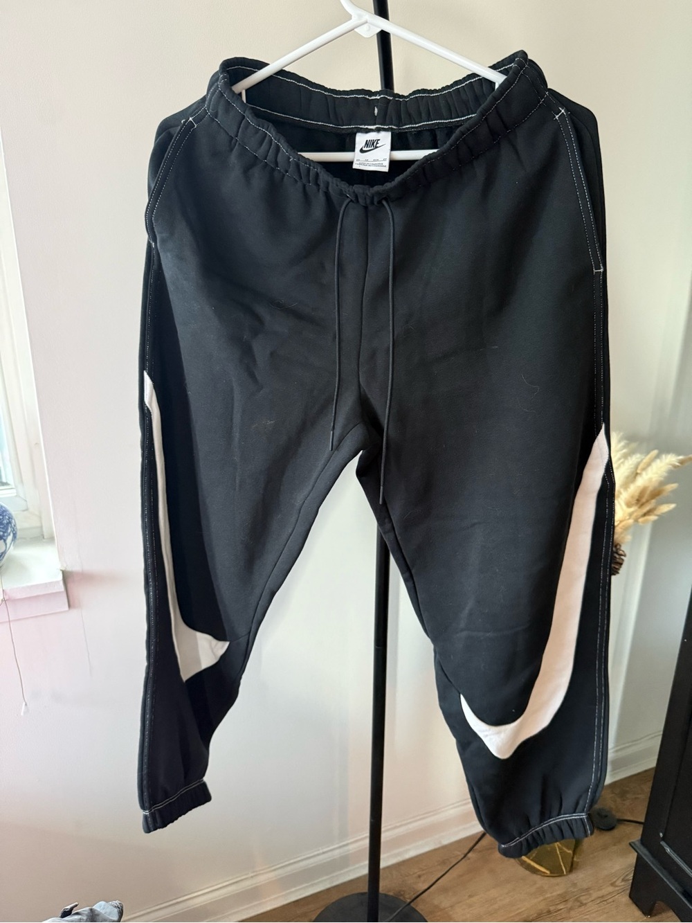 Nike Black Drawstring Sweatpants with White Logo Tag